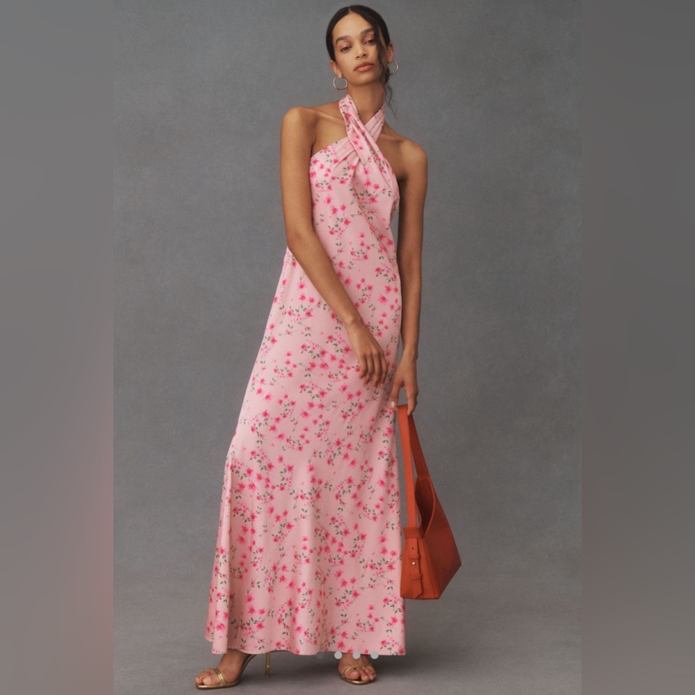 BHLDN Ruby Twist Halter Satin Gown